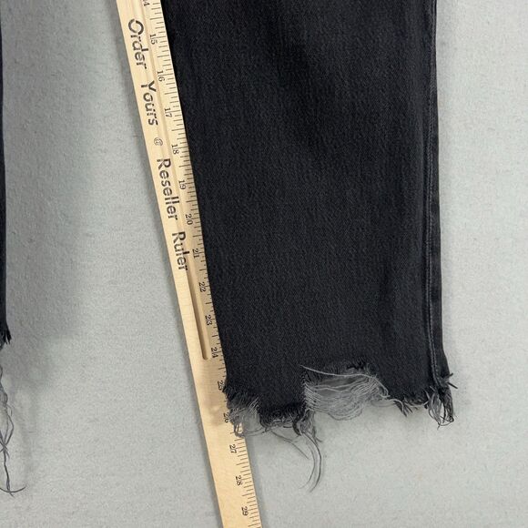 We The Free People Jeans Womens 27 Black Maggie Mid Rise Straight Leg Grunge Rip - Picture 14 of 16